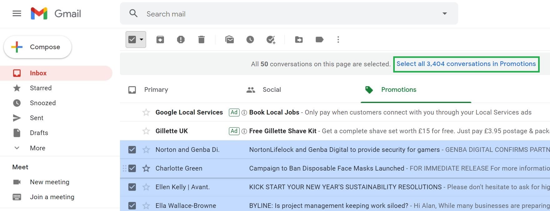 Paso 3: Cómo eliminar todo el correo electrónico en gmail