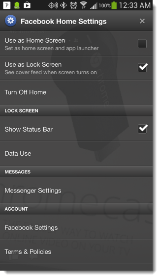 Configuración de la pantalla de bloqueo de Facebook para Android Cover Feed