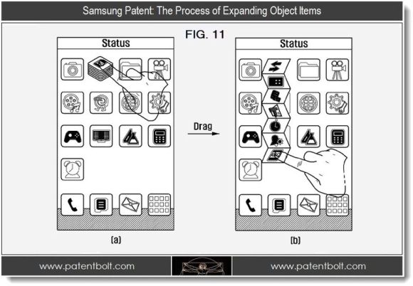 Archivos de Samsung en una nueva patente para apilamiento de carpetas e íconos