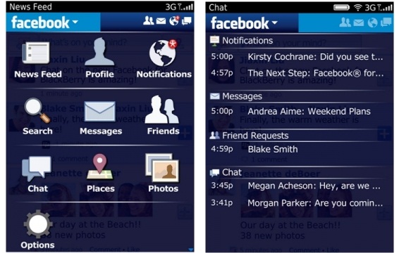Facebook para BlackBerry v2.0 trae nuevas funciones