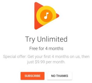Google Play Music ofrecerá 4 meses de música gratis a sus suscriptores