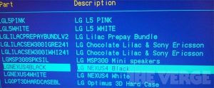 LG Nexus 4 visto en la lista de inventario, llegando en modelos en blanco y negro