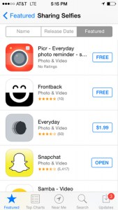 La App Store de Apple ahora viene con una sección dedicada a las selfies