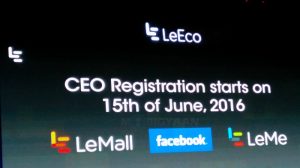Las inscripciones para el director ejecutivo de proyectos de LeEco comenzarán a partir del 15 de junio en India