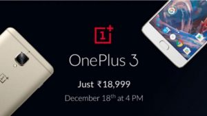 OnePlus 3 saldrá a la venta en Flipkart por Rs.  18999