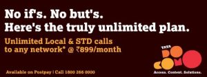 Plan pospago verdaderamente ilimitado de Tata DoCoMo por solo Rs.  899, ofrece llamadas gratuitas a toda la India