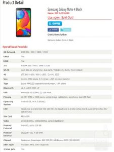 Samsung Galaxy Note 4 con CPU Snapdragon 805 y pantalla Quad HD de 5.7 pulgadas en Indonesia