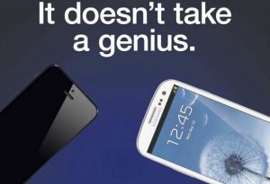 Samsung compara el Galaxy S III con el iPhone 5 en el último anuncio, dice 'No hace falta ser un genio'.