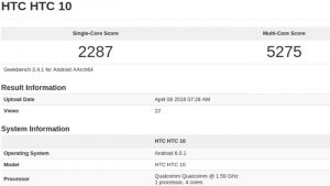 HTC 10 visto en Geekbench 3