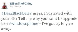 ¿Frustrado con tu BlackBerry?  Llévate un Windows Phone gratis
